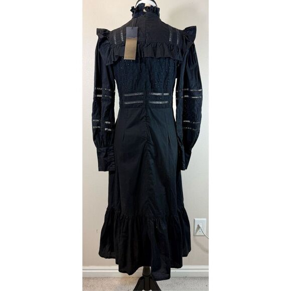 NWT Skingraft Modern Goth Dark Cottagecore Tiered Frill Long Sleeve Smock Dress - Picture 5 of 15